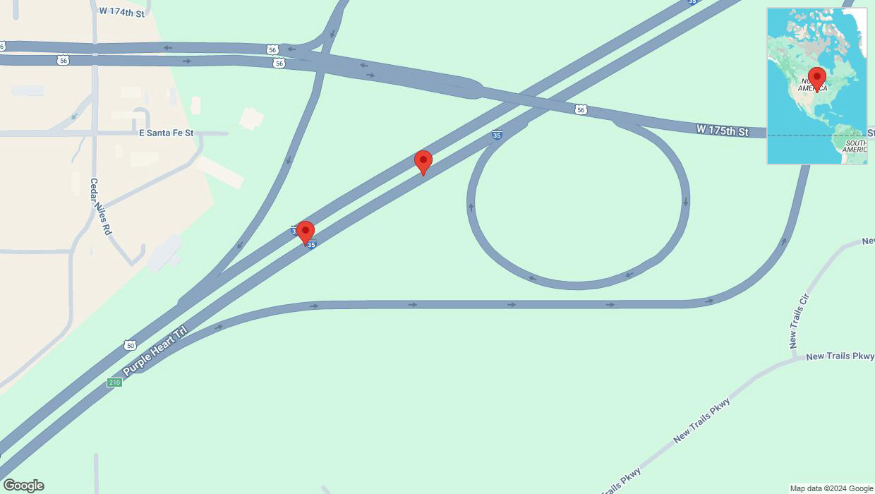 A detailed map that shows the affected road due to 'Crash report: I-35' on November 30th at 1:02 p.m.