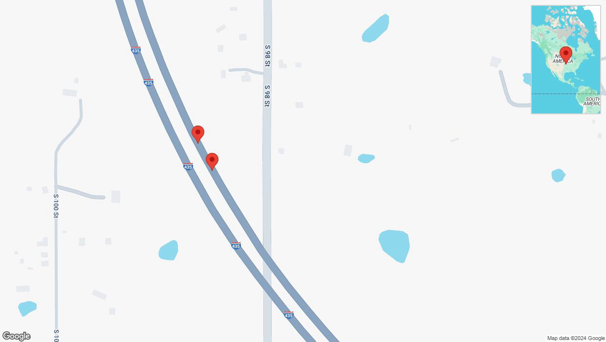 A detailed map that shows the affected road due to 'Broken down vehicle on northbound I-435 in Edwardsville' on December 1st at 2:08 p.m.