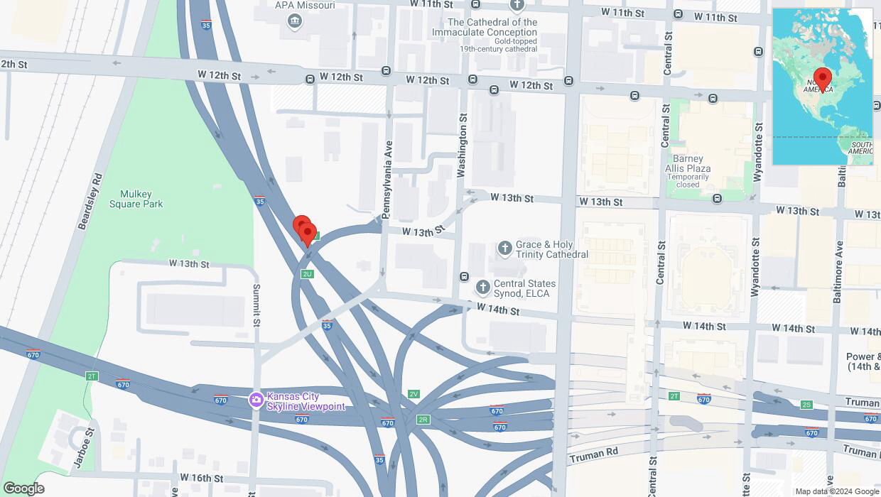A detailed map that shows the affected road due to 'Broken down vehicle on northbound I-35 in Lancaster' on December 2nd at 9:33 p.m.