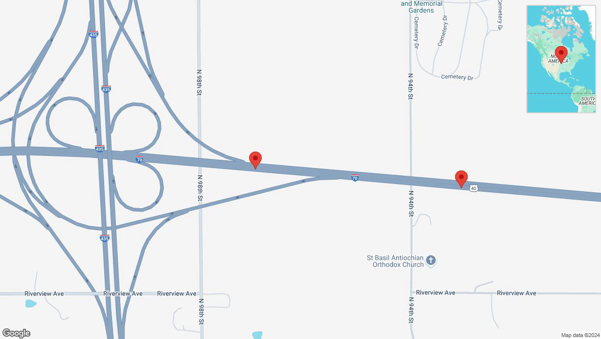 A detailed map that shows the affected road due to 'Broken down vehicle on eastbound I-70 in Edwardsville' on December 7th at 8:27 p.m.