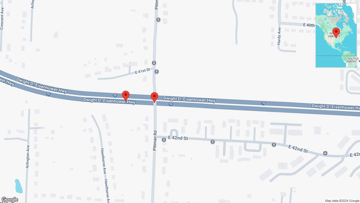 A detailed map that shows the affected road due to 'Broken down vehicle on eastbound I-70 in Kansas City' on December 13th at 7:38 p.m.