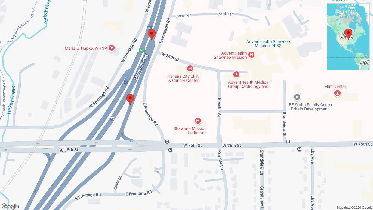 A detailed map that shows the affected road due to 'Broken down vehicle on the Monarch Highway in Merriam' on December 10th at 3:08 p.m.
