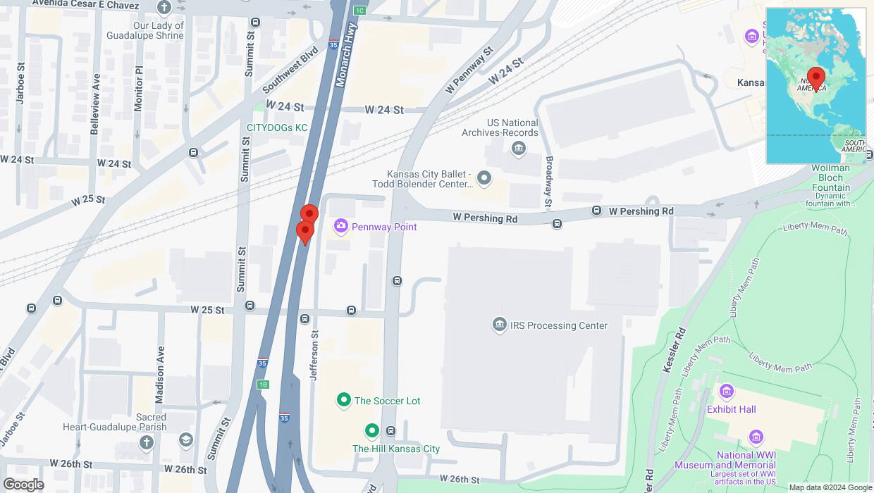 A detailed map that shows the affected road due to 'Crash reported on northbound I-35 in Kansas City' on December 11th at 6:32 p.m.
