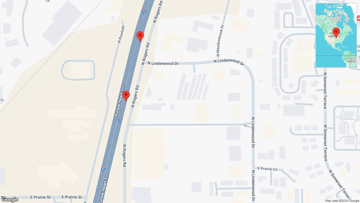 A detailed map that shows the affected road due to 'Broken down vehicle on eastbound I-35 in Olathe' on December 13th at 2:50 p.m.