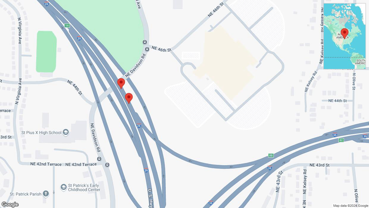 A detailed map that shows the affected road due to 'A crash has been reported on northbound I-29' on December 16th at 4:14 p.m.
