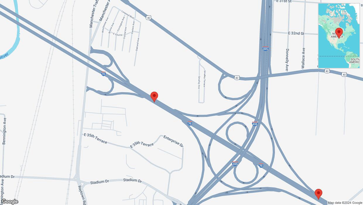 A detailed map that shows the affected road due to 'Crash update: I-70' on December 16th at 4:20 p.m.