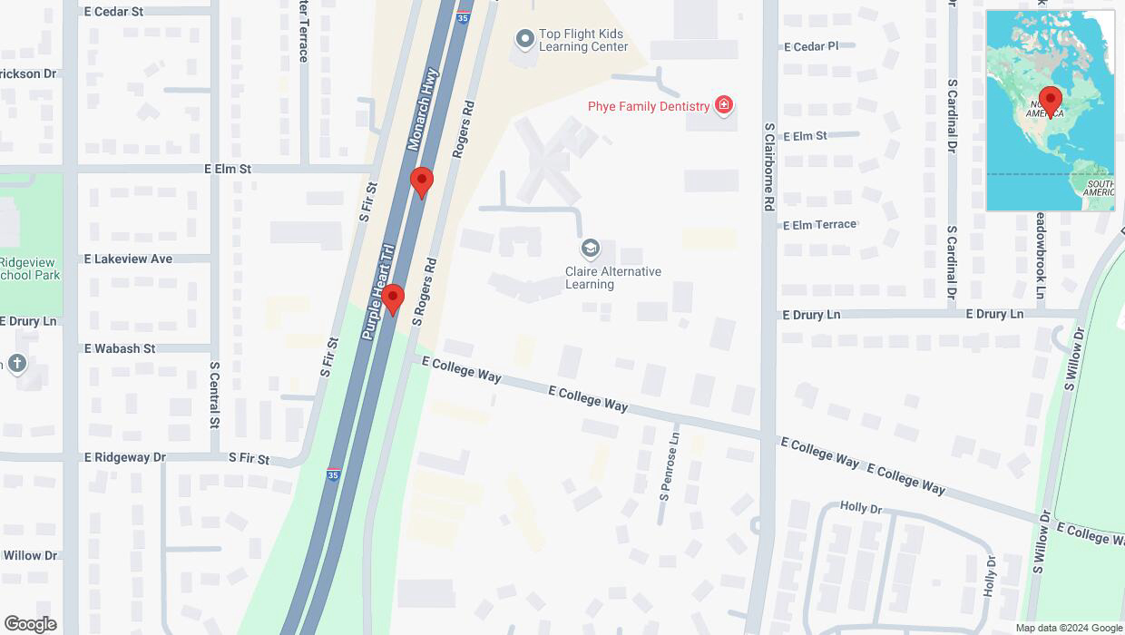 A detailed map that shows the affected road due to 'Broken down vehicle on eastbound I-35 in Olathe' on December 18th at 8:20 p.m.