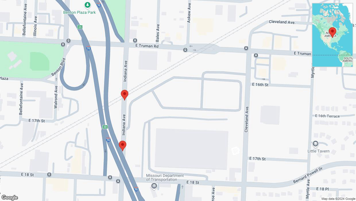 A detailed map that shows the affected road due to 'College Avenue closed in Kansas City' on December 19th at 7:13 p.m.