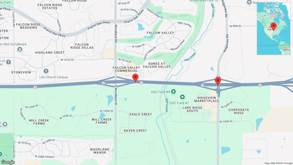A detailed map that shows the affected road due to 'Crash report: K-10' on December 20th at 5:52 p.m.