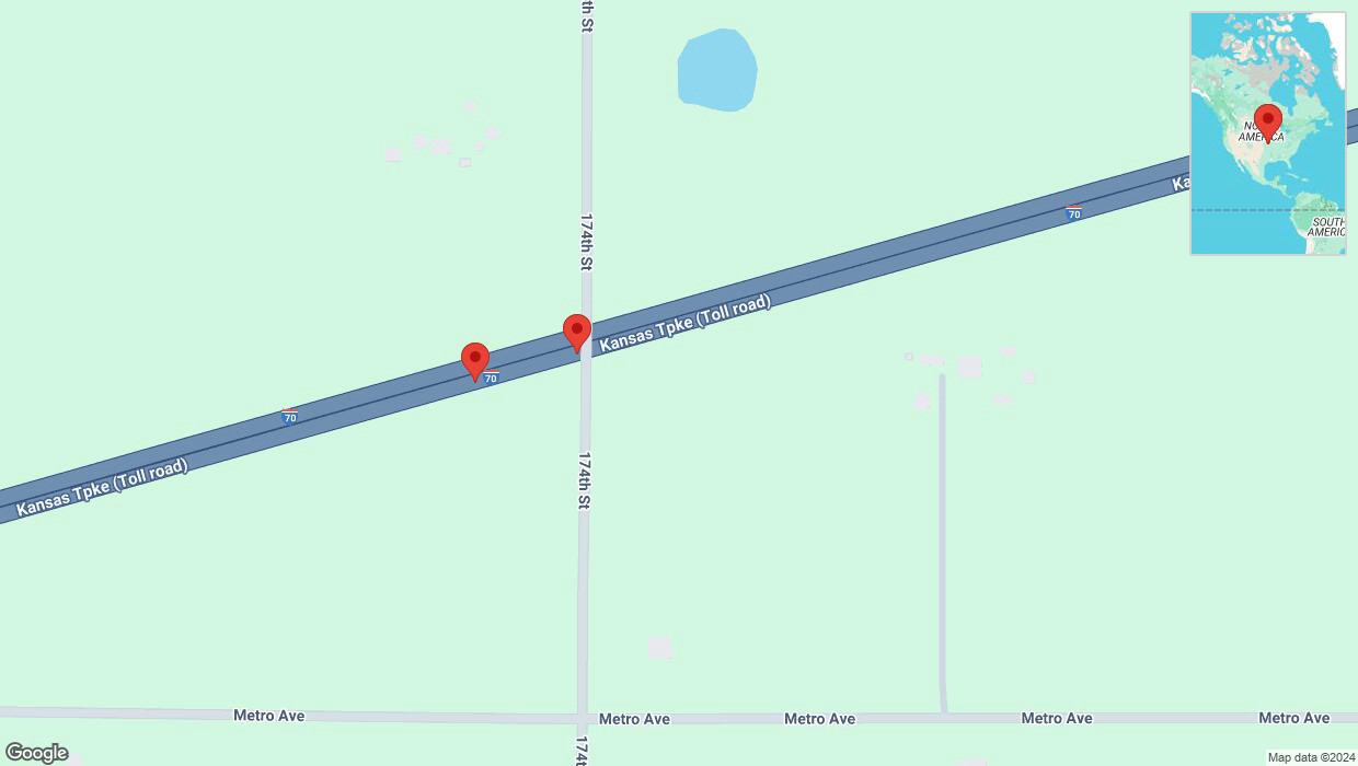 A detailed map that shows the affected road due to 'Broken down vehicle on eastbound I-70 in Tonganoxie' on December 28th at 11:12 p.m.