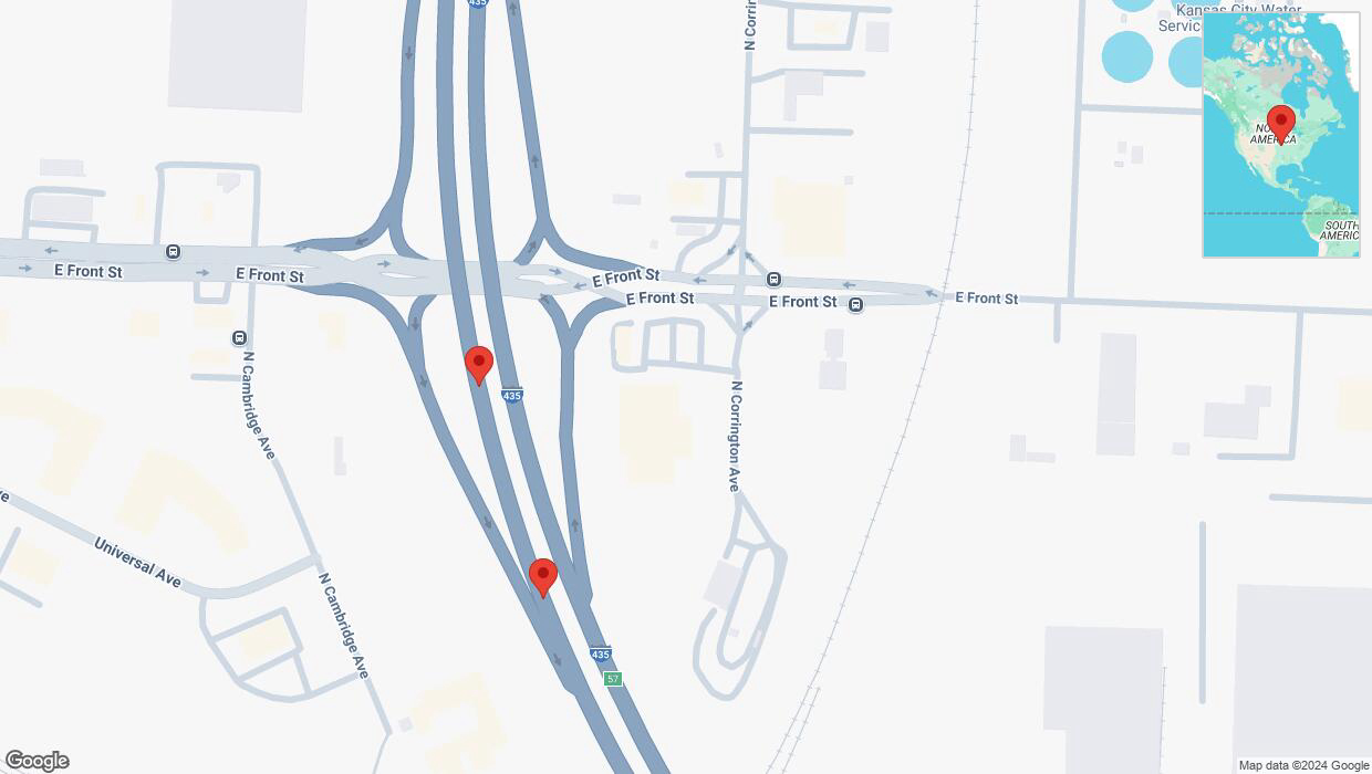 A detailed map that shows the affected road due to 'Broken down vehicle on southbound I-435 in Kansas City' on December 22nd at 3:03 p.m.