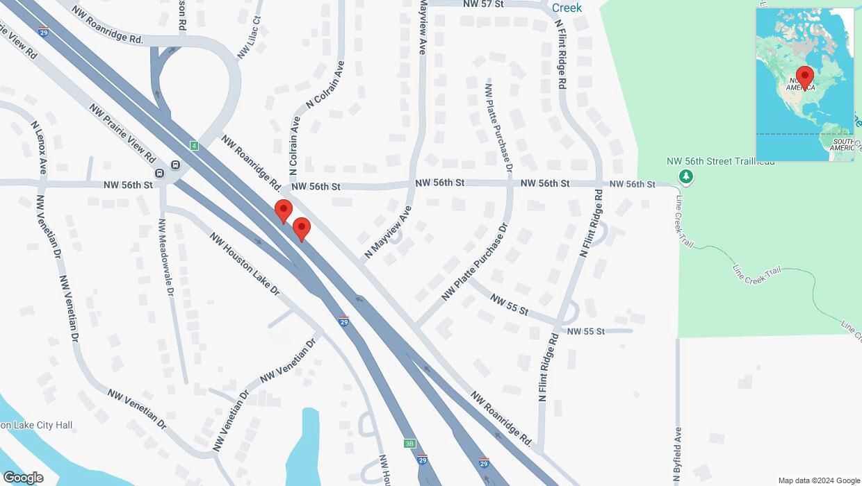 A detailed map that shows the affected road due to 'Crash report: I-29' on December 24th at 9:42 p.m.
