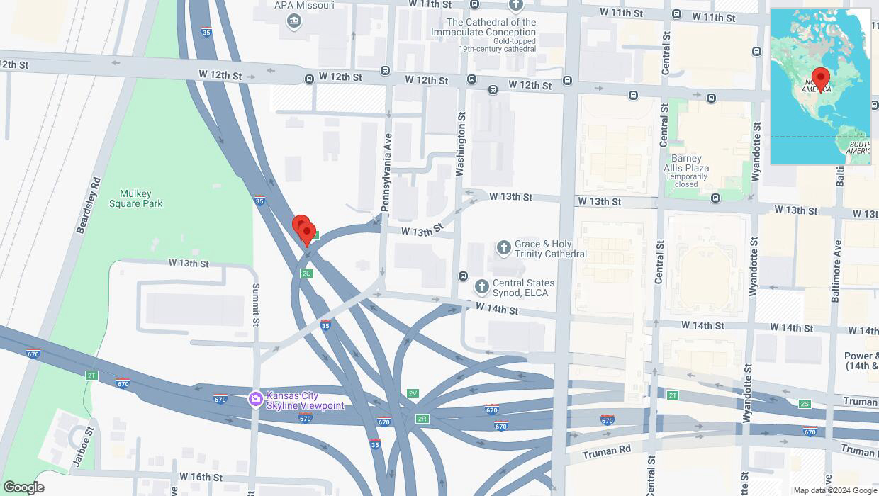 A detailed map that shows the affected road due to 'Broken down vehicle on northbound I-35 in Lancaster' on December 25th at 4:59 p.m.