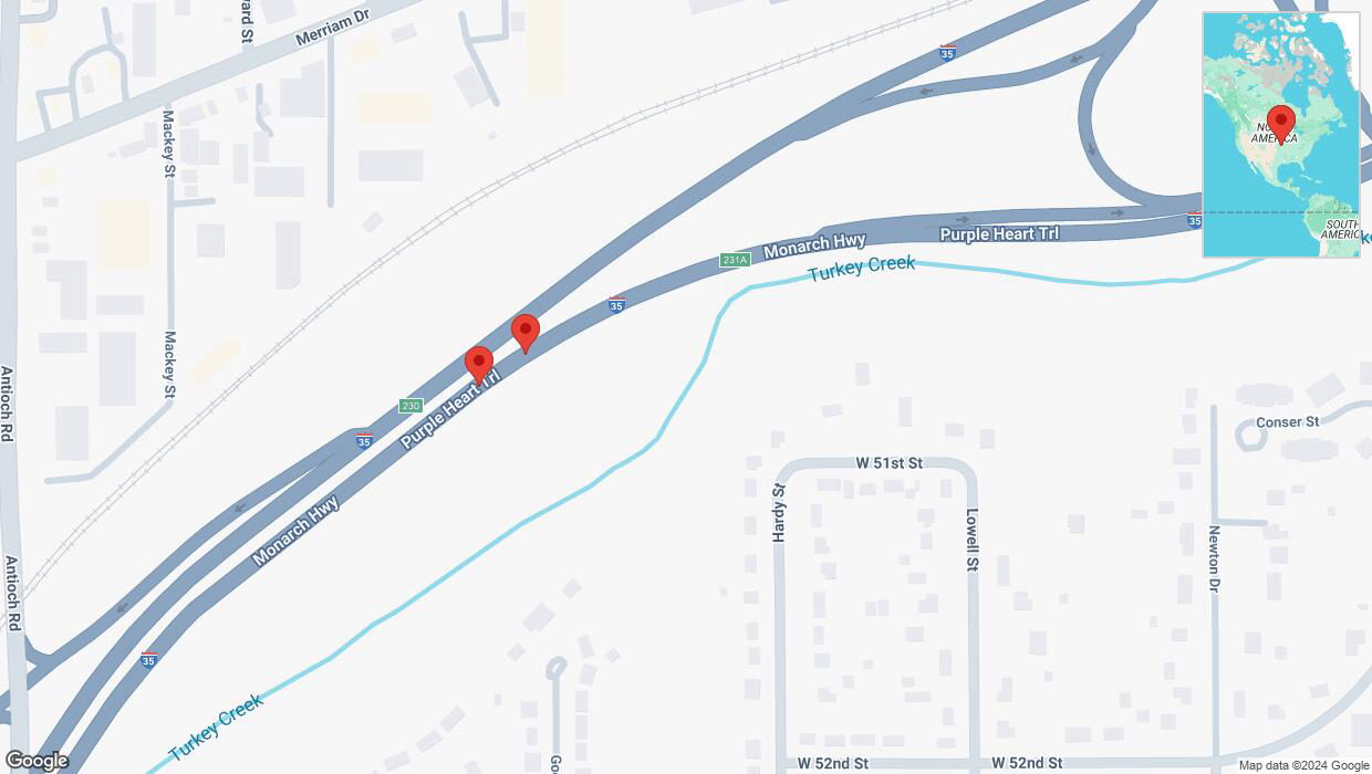 A detailed map that shows the affected road due to 'Crash report: I-35' on December 27th at 12:48 p.m.