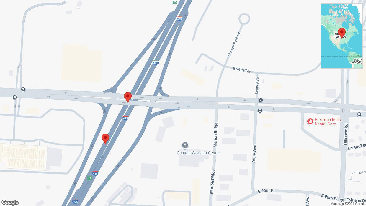A detailed map that shows the affected road due to 'Crash report: I-435' on December 28th at 6:30 p.m.