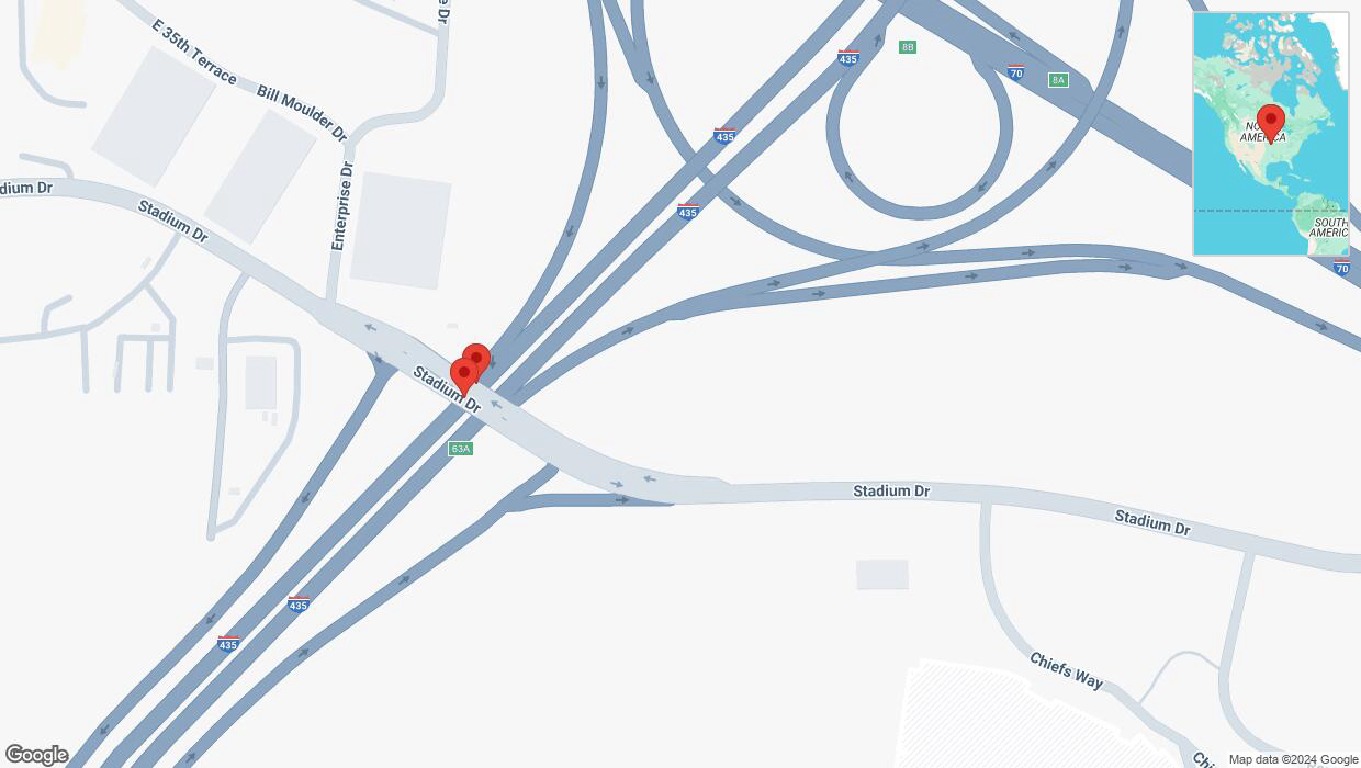 A detailed map that shows the affected road due to 'Broken down vehicle on southbound I-435 in Kansas City' on December 27th at 11:10 p.m.