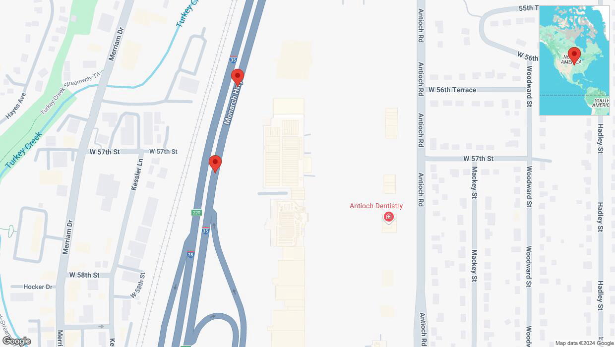 A detailed map that shows the affected road due to 'Broken down vehicle on northbound I-35 in Shawnee' on December 31st at 12:36 p.m.