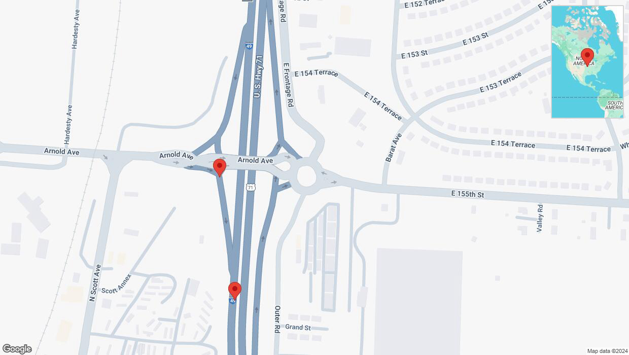 A detailed map that shows the affected road due to 'Broken down vehicle on North Scott Avenue in Belton' on December 30th at 5:04 p.m.