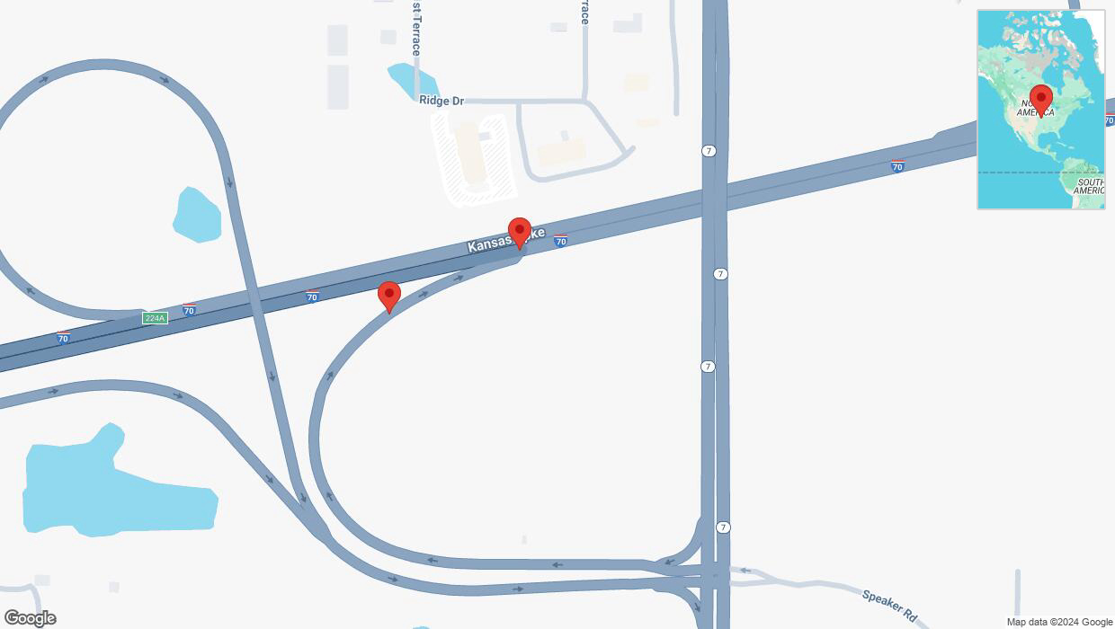 A detailed map that shows the affected road due to 'Warning in Bonner Springs: Crash reported' on December 30th at 6:07 p.m.