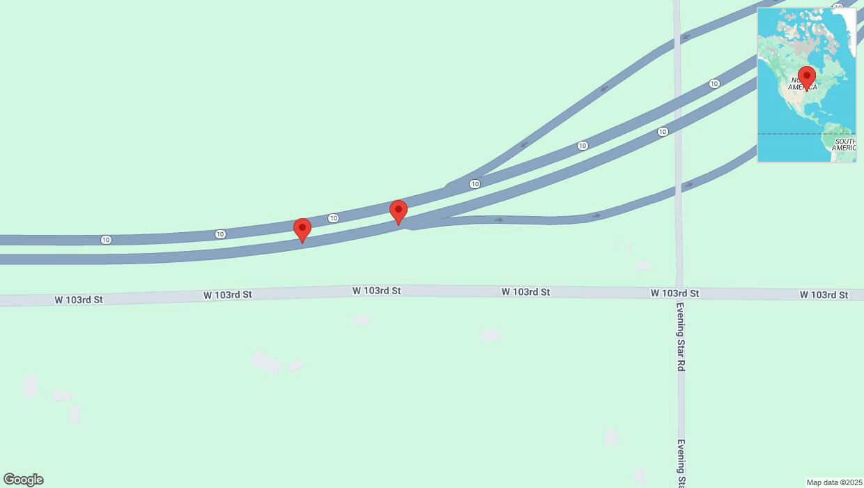 A detailed map that shows the affected road due to 'Broken down vehicle on eastbound K-10 in Eudora' on January 2nd at 1:39 p.m.