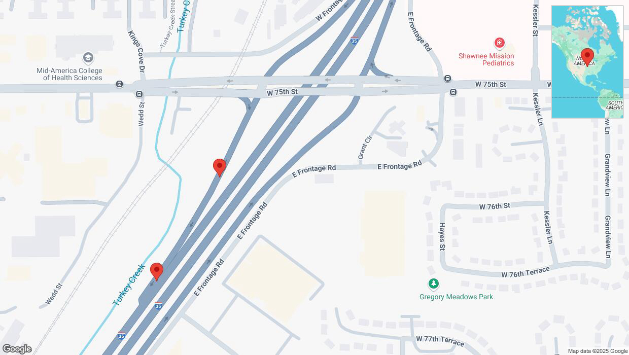 A detailed map that shows the affected road due to 'Crash update: East Frontage Road' on January 2nd at 5:20 p.m.