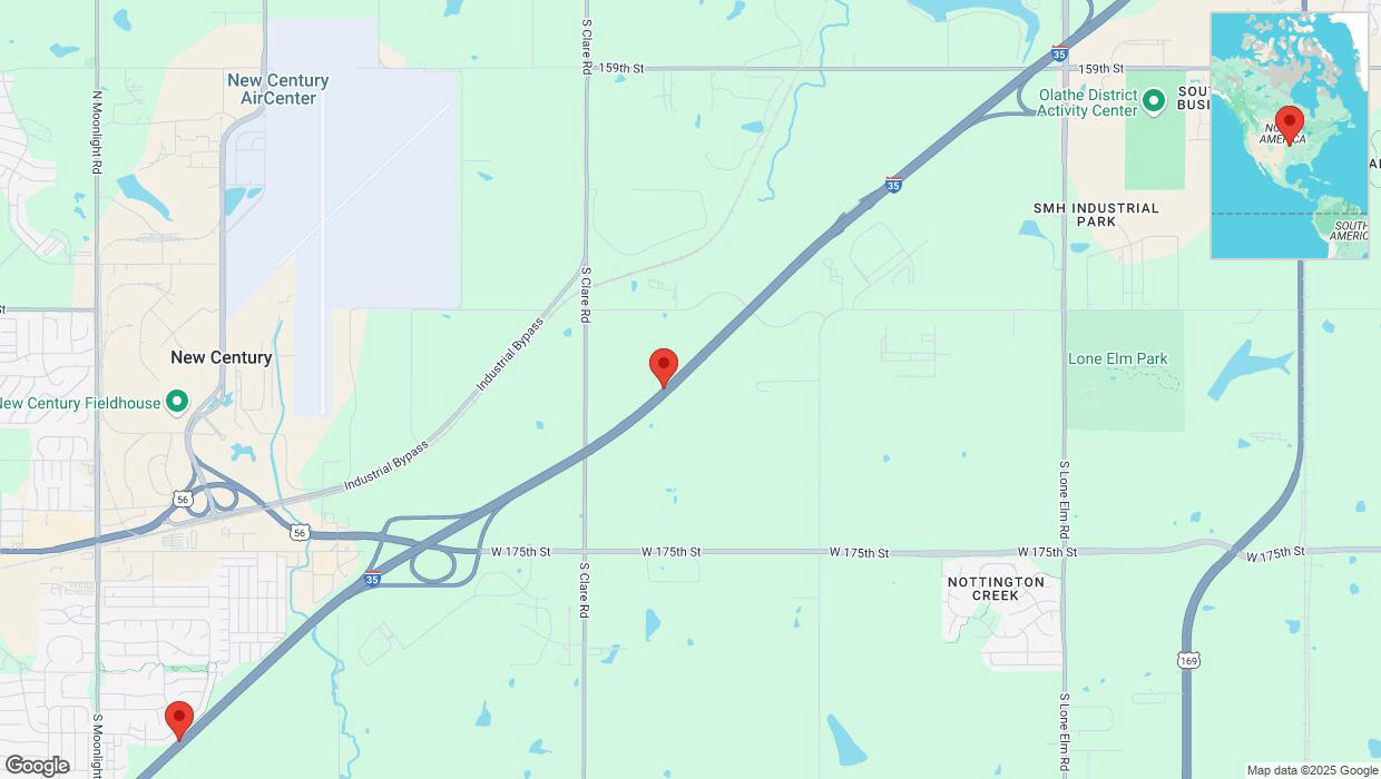 A detailed map that shows the affected road due to 'Traffic allert issued due to sleet on westbound I-35 in Olathe' on January 5th at 8:56 a.m.