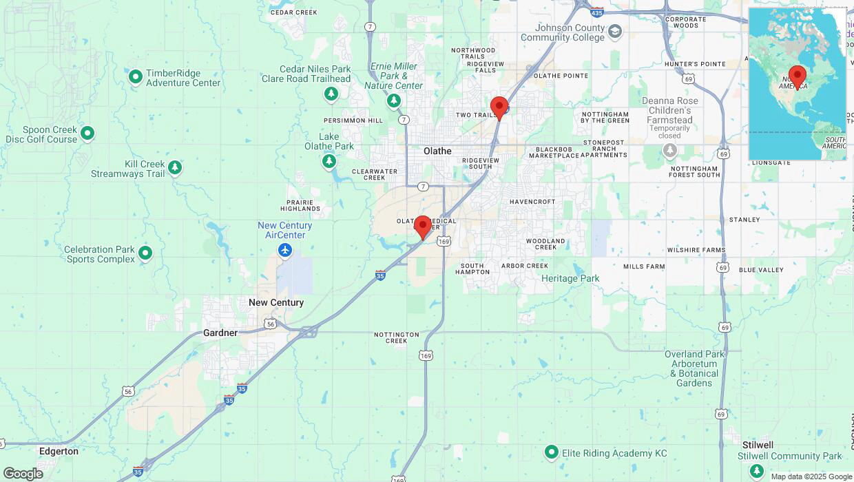 A detailed map that shows the affected road due to 'Traffic allert issued due to sleet on eastbound I-35 in Olathe' on January 5th at 8:56 a.m.