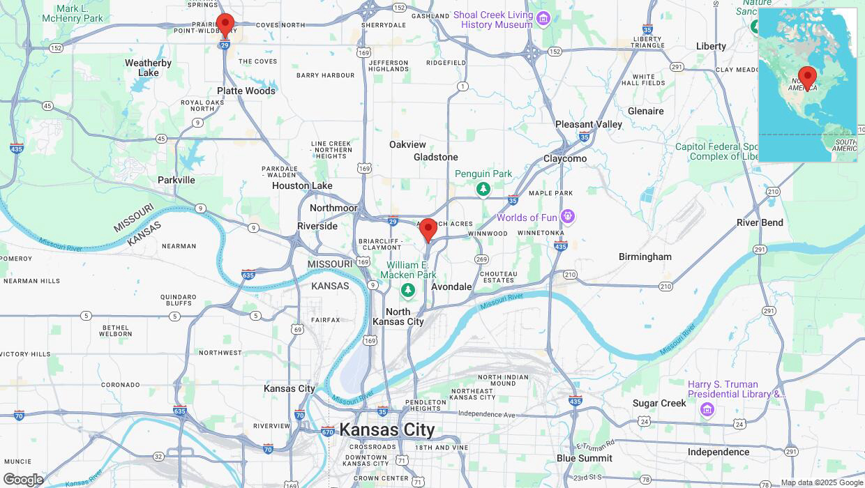 A detailed map that shows the affected road due to 'Heavy snowfall on northbound I-29 in Kansas City' on January 5th at 8:56 a.m.