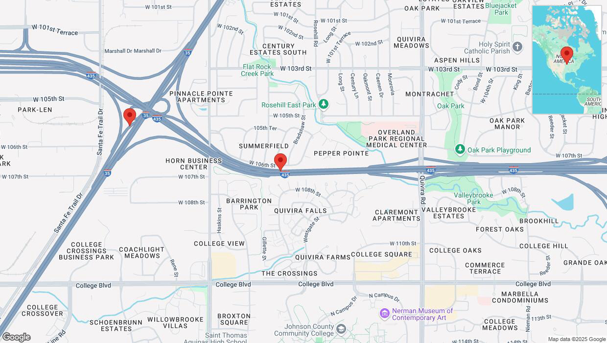 A detailed map that shows the affected road due to 'Traffic allert issued due to sleet on westbound US-50 West in Lenexa' on January 5th at 8:56 a.m.