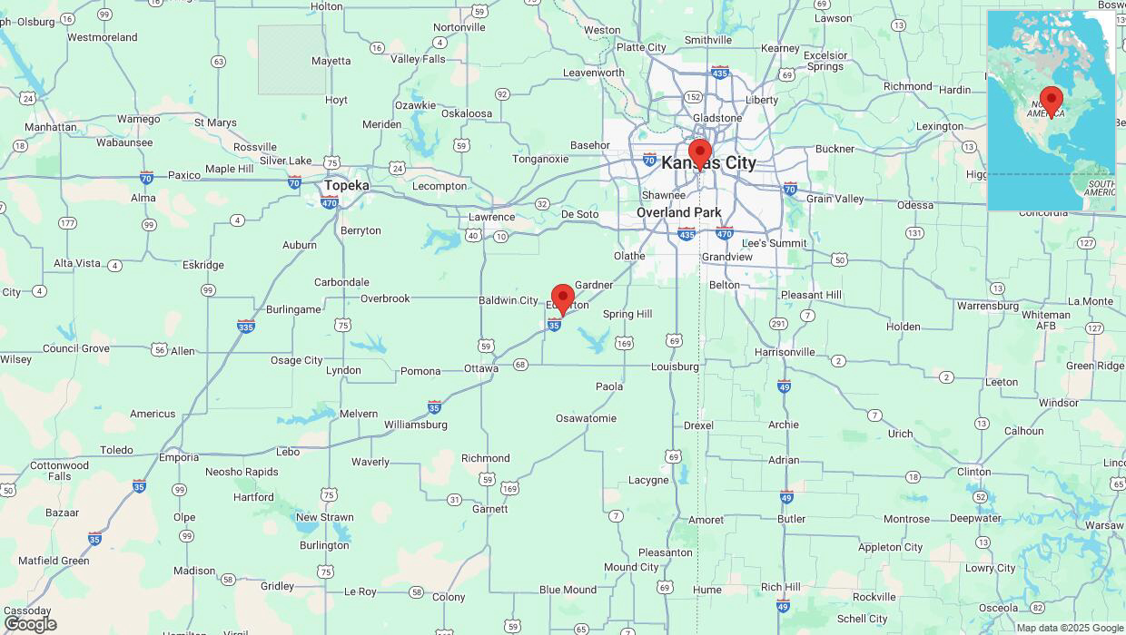 A detailed map that shows the affected road due to 'Right lane on I-35 closed in Edgerton' on January 6th at 4:38 p.m.