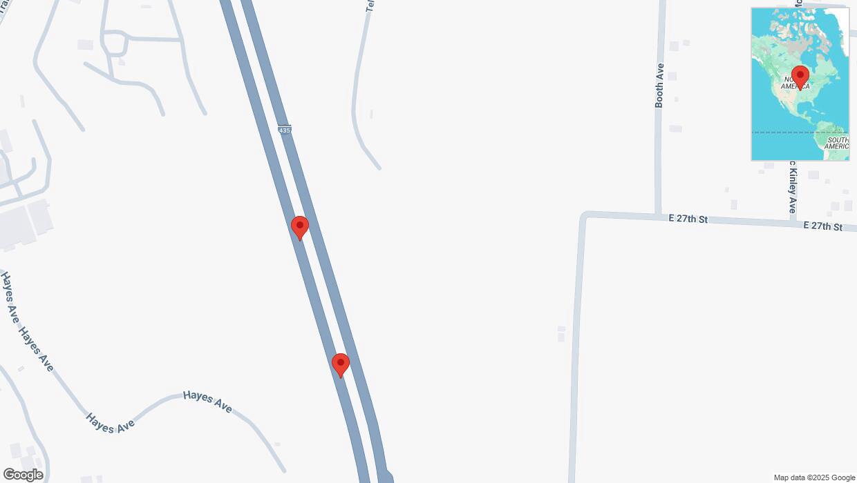 A detailed map that shows the affected road due to 'Broken down vehicle on southbound I-435 in Kansas City' on January 6th at 10:14 p.m.