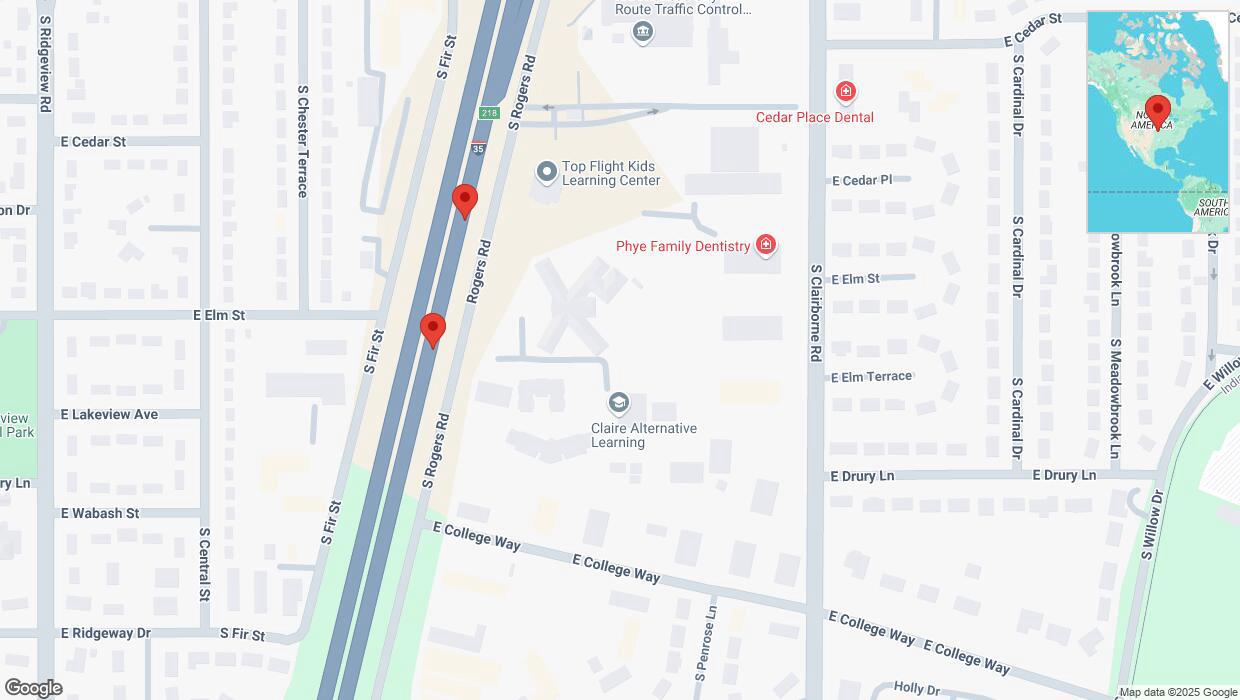 A detailed map that shows the affected road due to 'Warning in Olathe: Crash reported on eastbound I-35' on January 7th at 8:20 p.m.