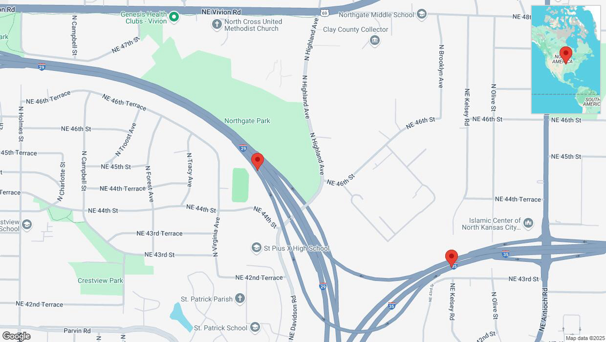 A detailed map that shows the affected road due to 'Heavy snowfall on the U. S. Highway 71 in Kansas City' on January 9th at 11:35 p.m.