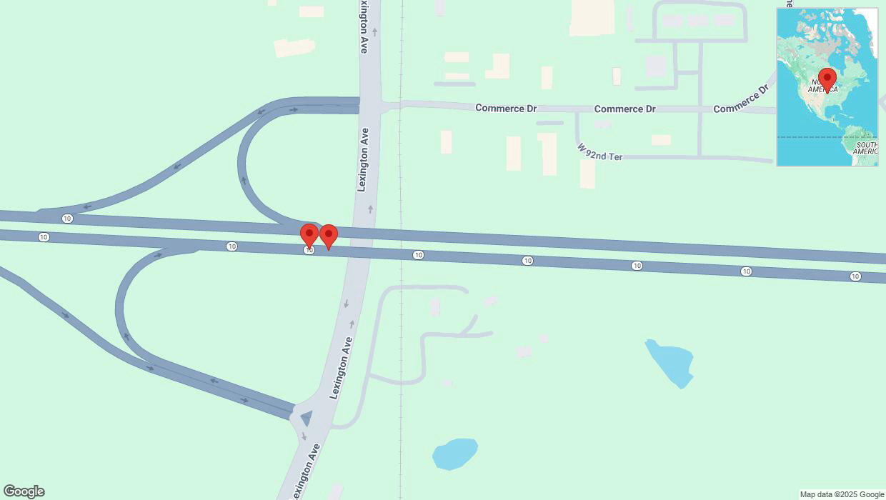 A detailed map that shows the affected road due to 'Broken down vehicle on eastbound K-10 in De Soto' on January 10th at 8:41 a.m.