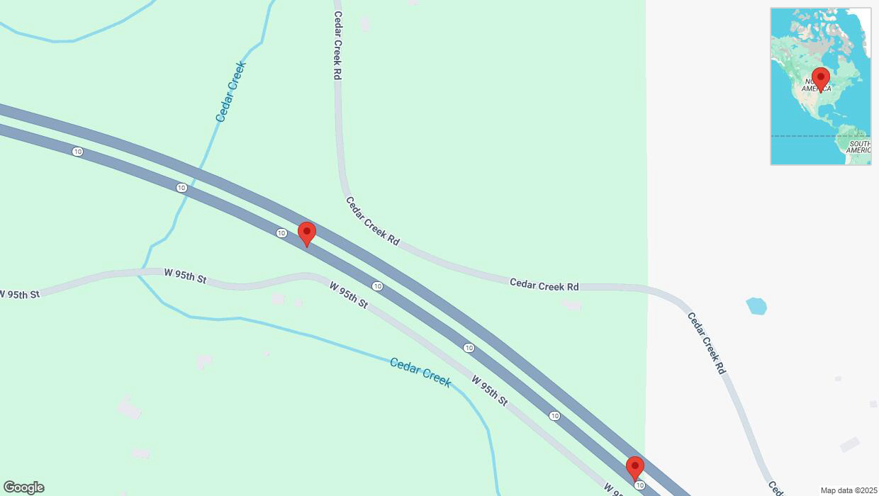 A detailed map that shows the affected road due to 'Broken down vehicle on eastbound K-10 in De Soto' on January 14th at 7:35 p.m.