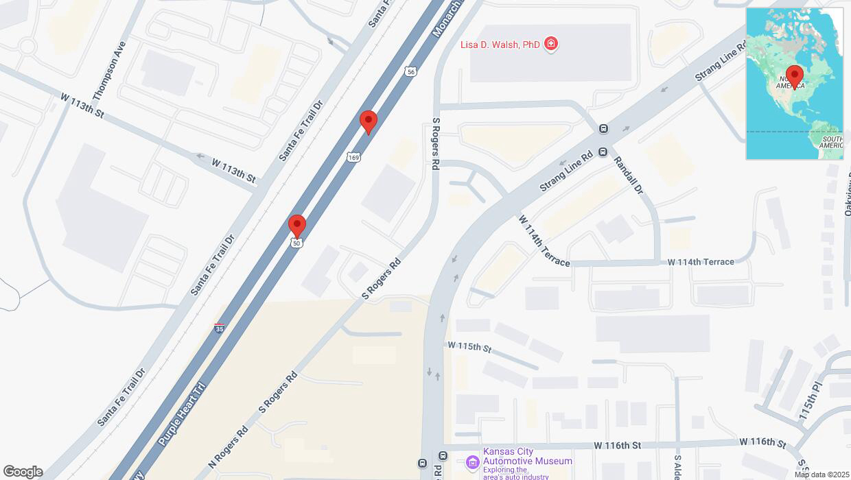 A detailed map that shows the affected road due to 'Broken down vehicle on eastbound I-35 in Olathe' on January 15th at 12:47 p.m.