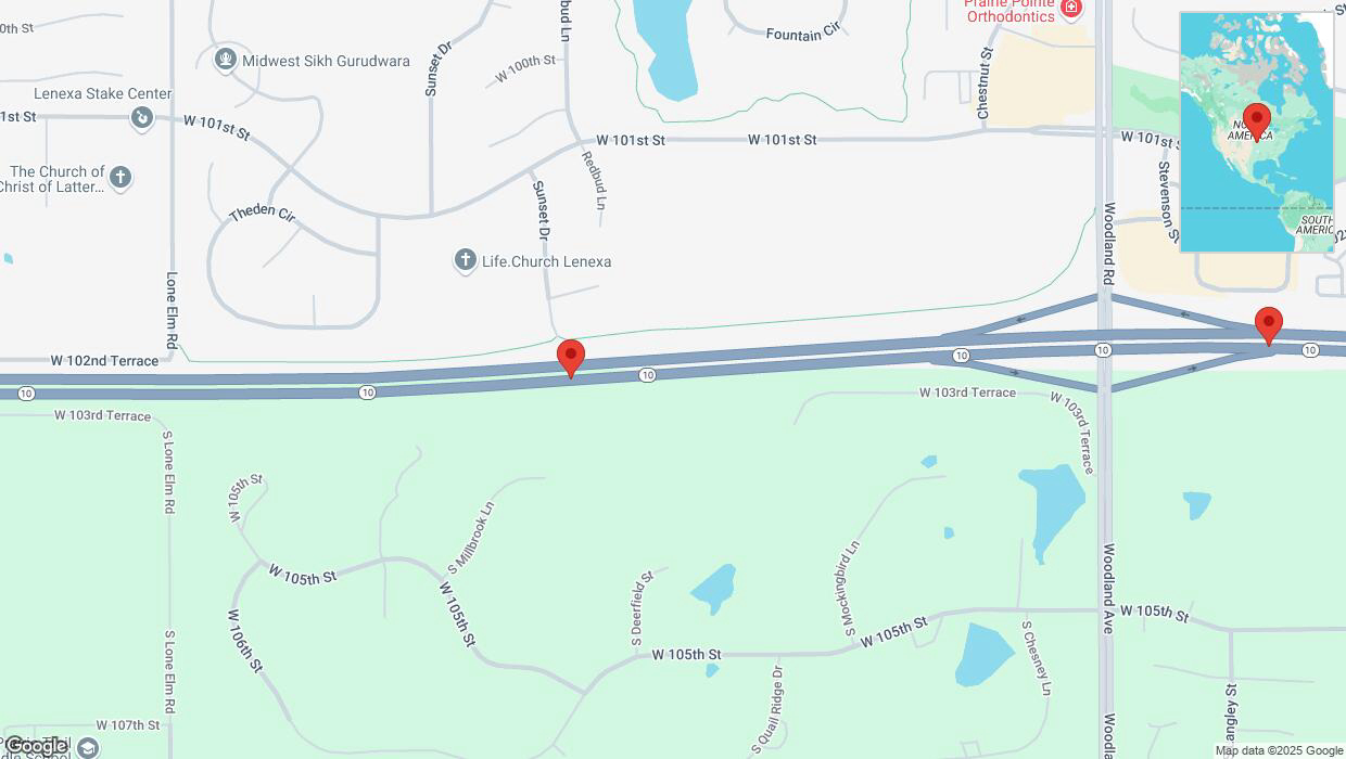 A detailed map that shows the affected road due to 'Reports of a crash on eastbound K-10' on January 15th at 3:51 p.m.