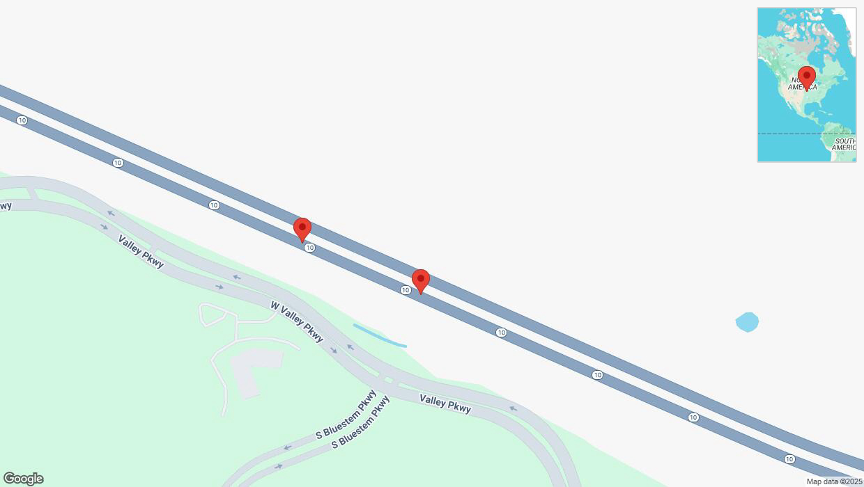 A detailed map that shows the affected road due to 'Broken down vehicle on eastbound K-10 in Lenexa' on January 15th at 4:27 p.m.