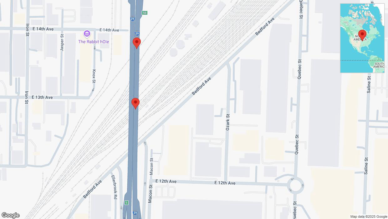 A detailed map that shows the affected road due to 'Broken down vehicle on northbound I-29/I-35 in North Kansas City' on January 17th at 12:20 p.m.