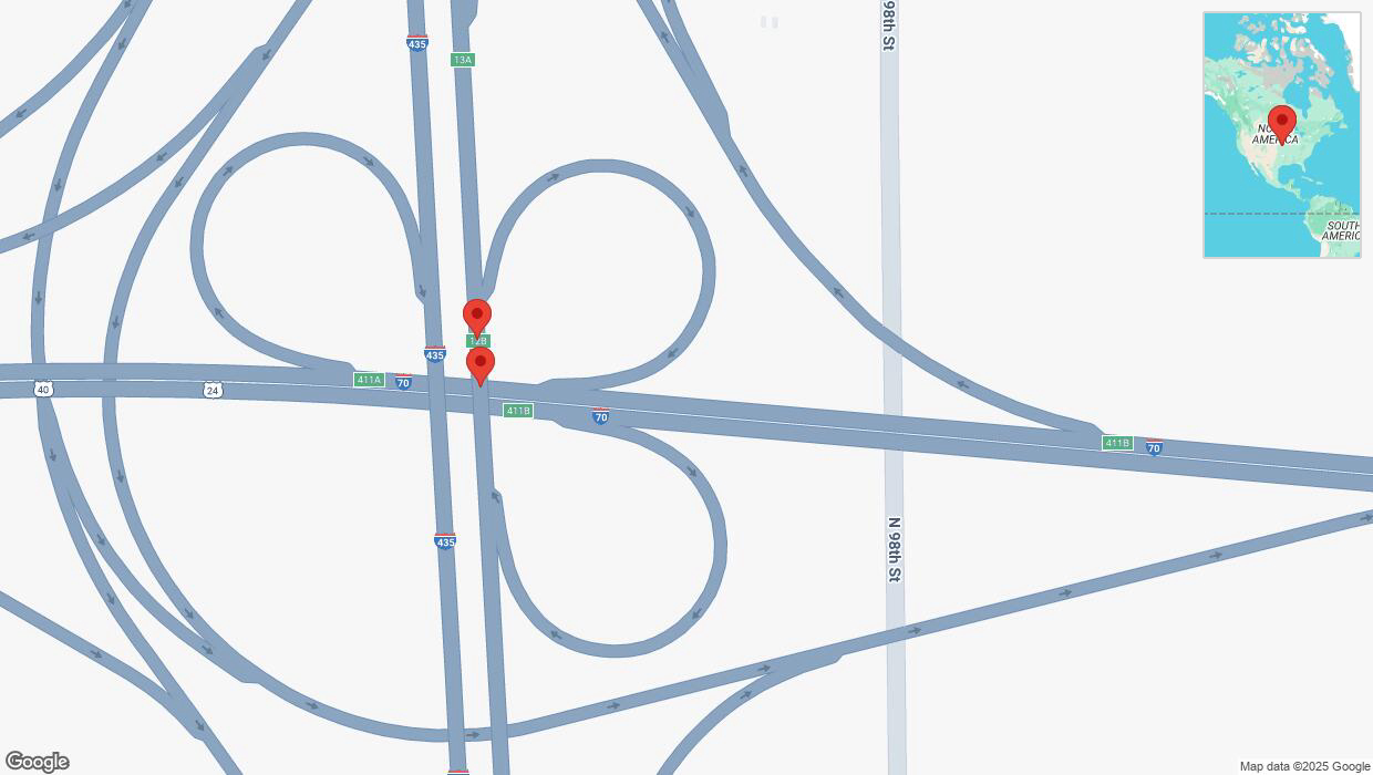 A detailed map that shows the affected road due to 'Crash update: I-435' on January 20th at 6:20 p.m.