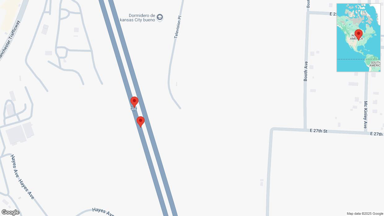 A detailed map that shows the affected road due to 'Warning in Kansas City: Crash reported on southbound I-435' on January 20th at 8:30 p.m.