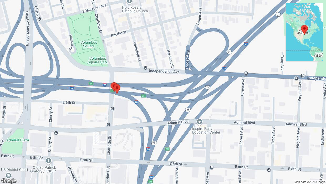 A detailed map that shows the affected road due to 'A crash has been reported in Kansas City' on January 21st at 4:10 p.m.