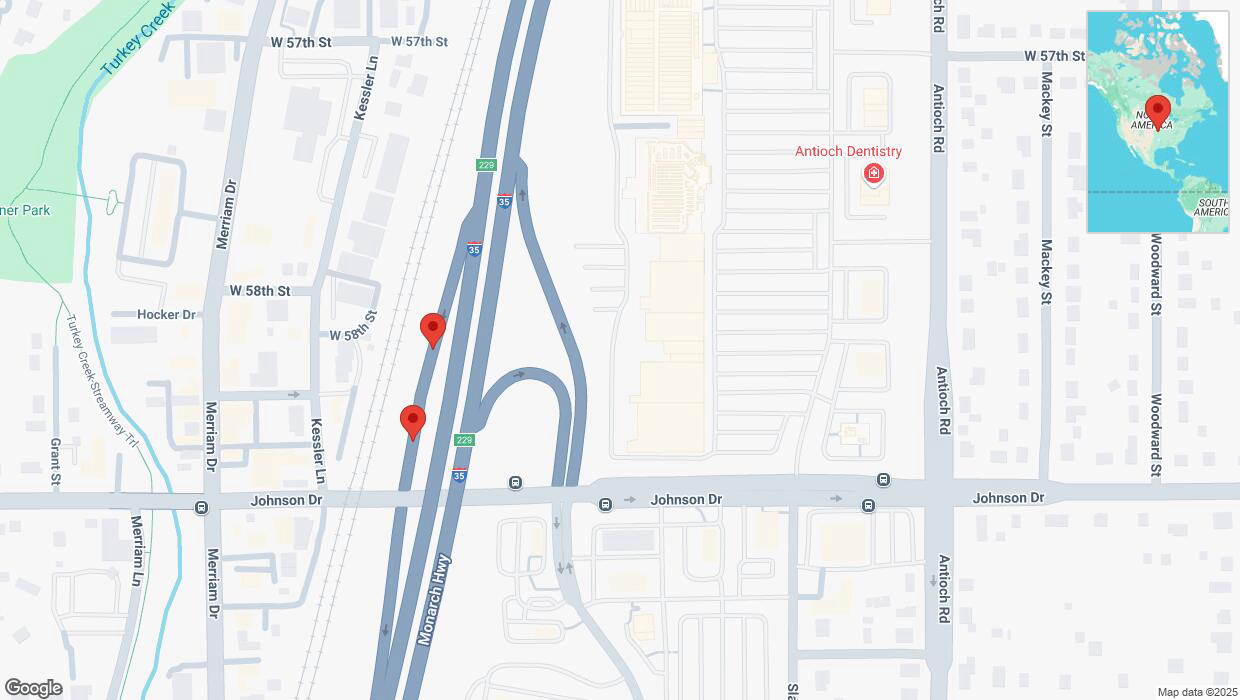 A detailed map that shows the affected road due to 'Broken down vehicle on Kessler Lane in Shawnee' on January 22nd at 6 p.m.