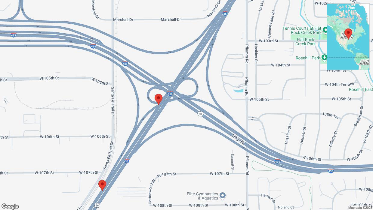 A detailed map that shows the affected road due to 'Reports of a crash on westbound US-50 West' on January 23rd at 2:55 p.m.
