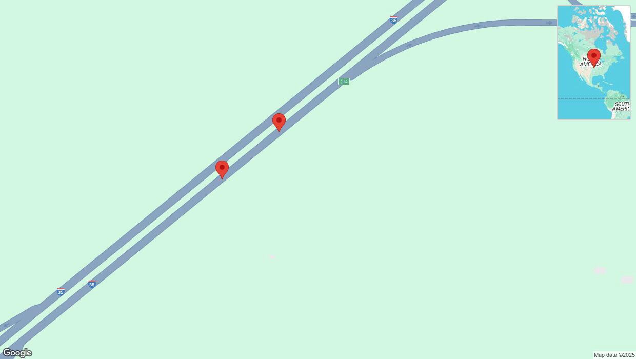A detailed map that shows the affected road due to 'Broken down vehicle on eastbound I-35 in Olathe' on January 24th at 12:37 p.m.