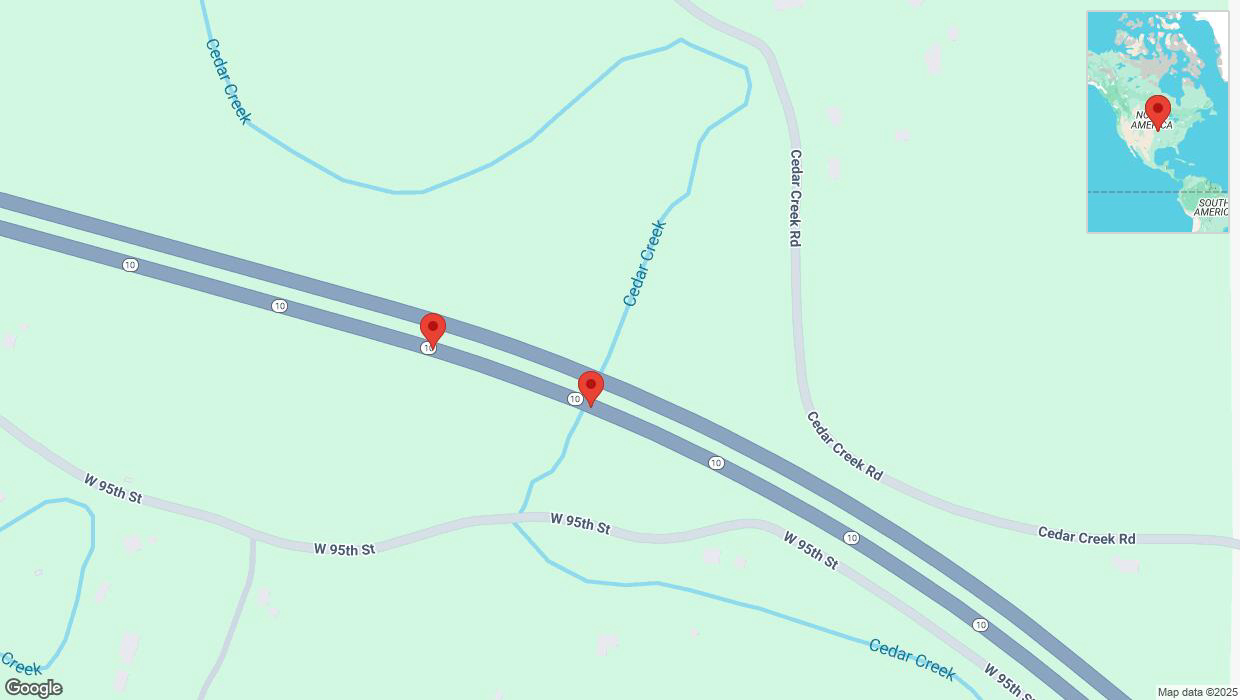 A detailed map that shows the affected road due to 'Broken down vehicle on eastbound K-10 in De Soto' on January 24th at 1:53 p.m.