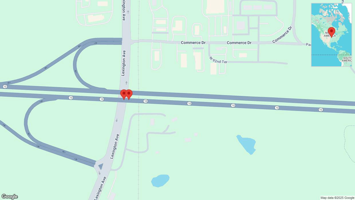A detailed map that shows the affected road due to 'Warning: Crash on eastbound K-10 in De Soto' on January 24th at 4:56 p.m.