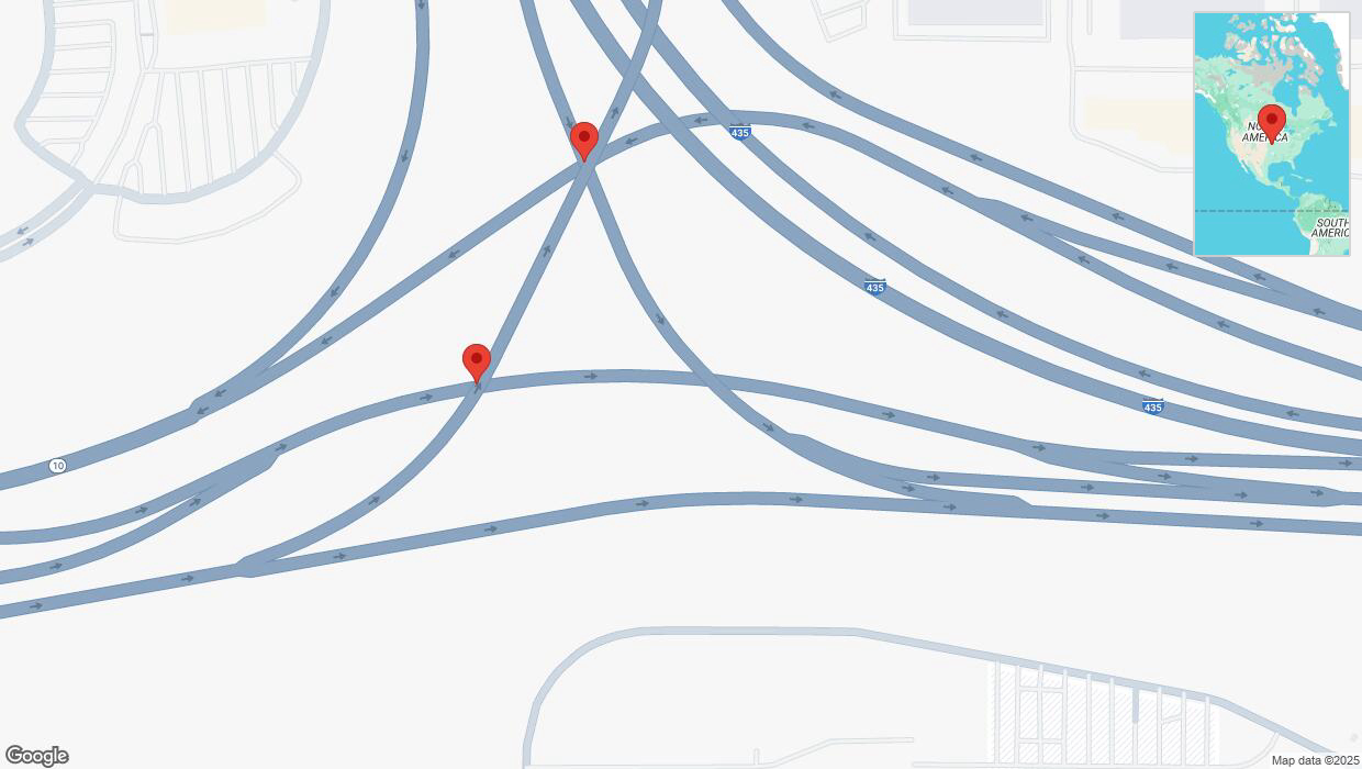 A detailed map that shows the affected road due to 'Broken down vehicle in Lenexa' on January 25th at 8:44 p.m.