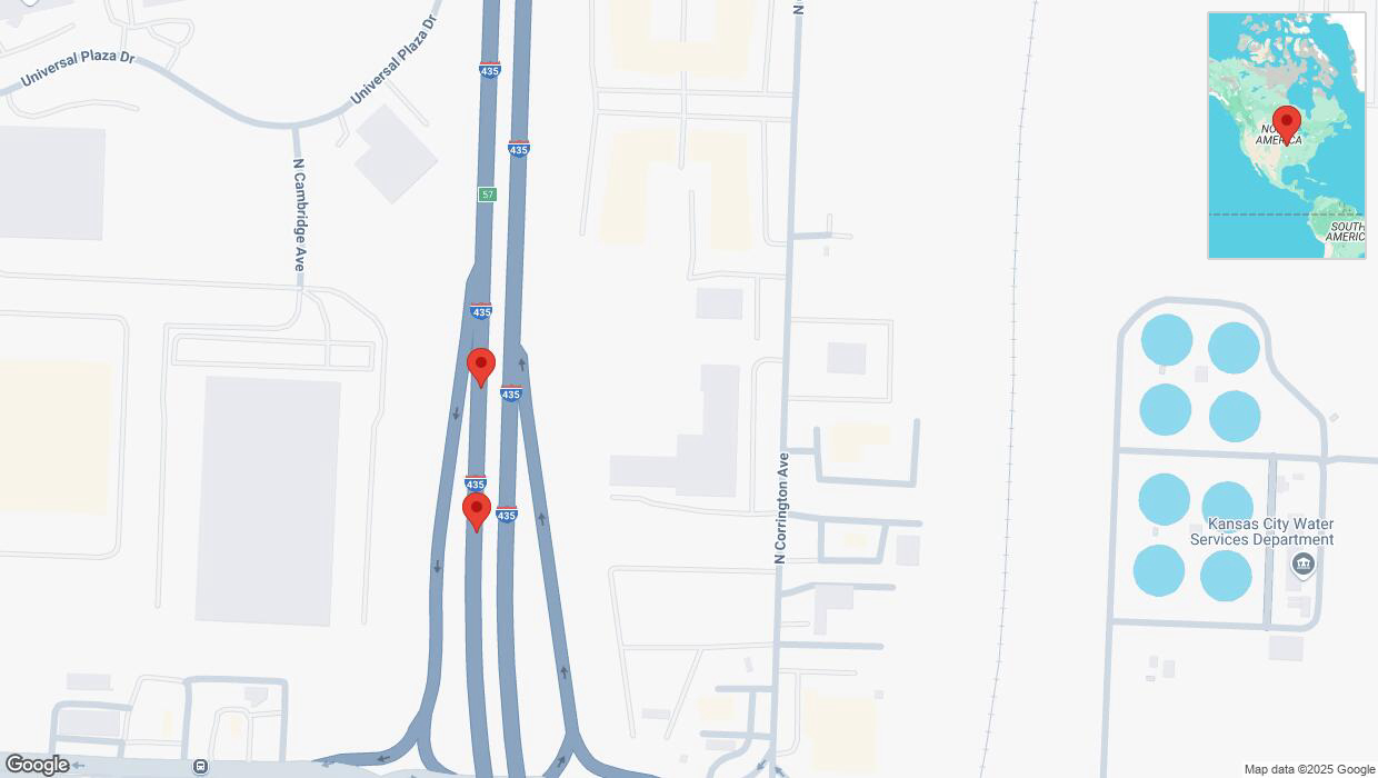 A detailed map that shows the affected road due to 'Broken down vehicle on southbound I-435 in Kansas City' on January 26th at 8:03 p.m.