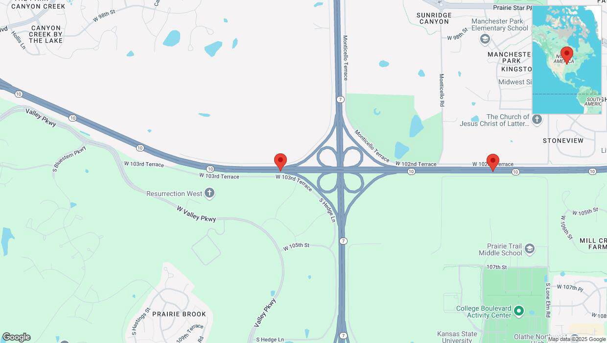 A detailed map that shows the affected road due to 'Crash update: K-10' on January 30th at 5:52 p.m.